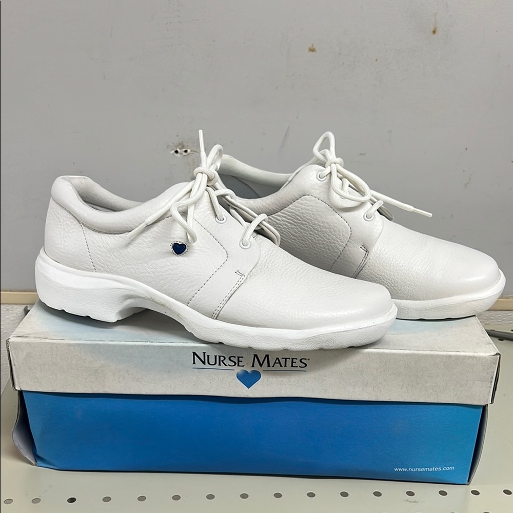 Nurse Mates White Leather Shoes
